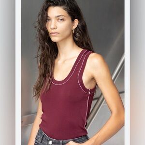 Zara Sleeveless ribbed tank in deep burgundy